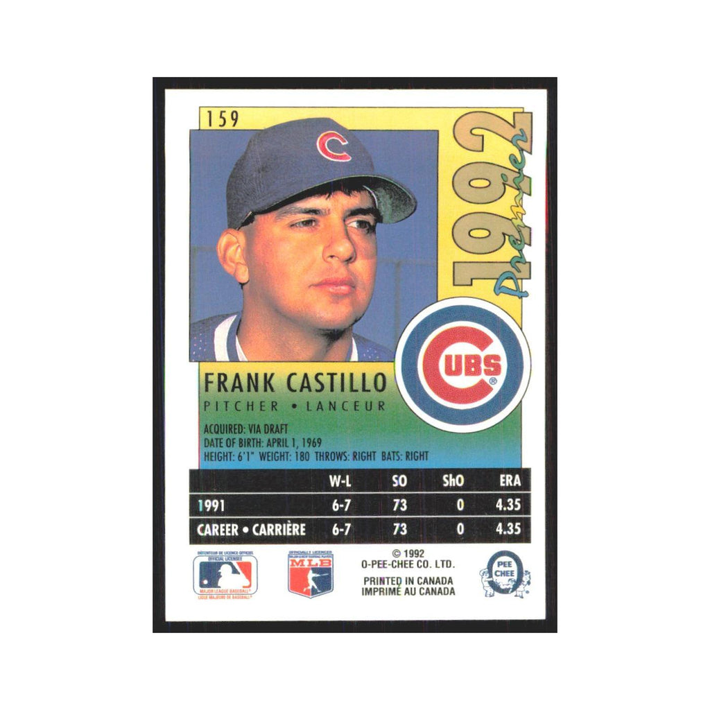 1992 O-Pee-Chee Premier Frank Castillo Cubs #159