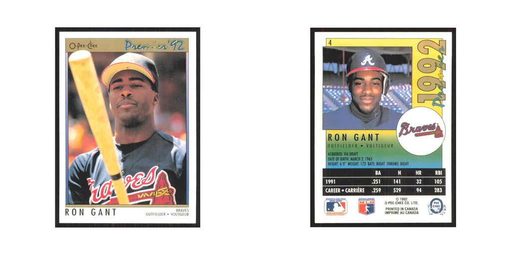 1992 O-Pee-Chee Premier Ron Gant Braves #4