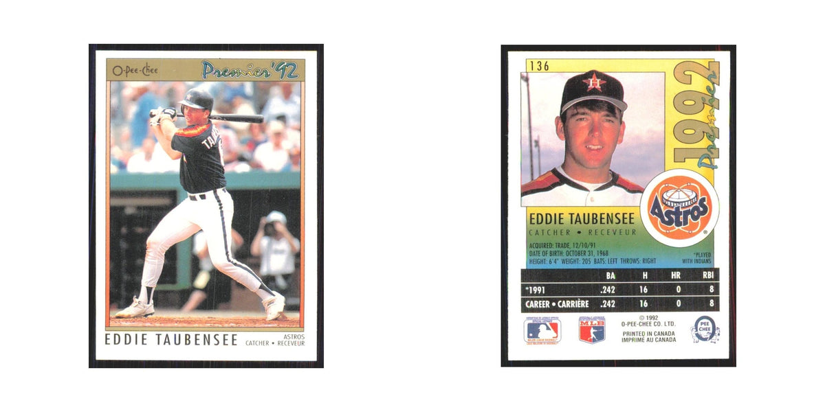 1992 O-Pee-Chee Premier Eddie Taubensee Astros #136