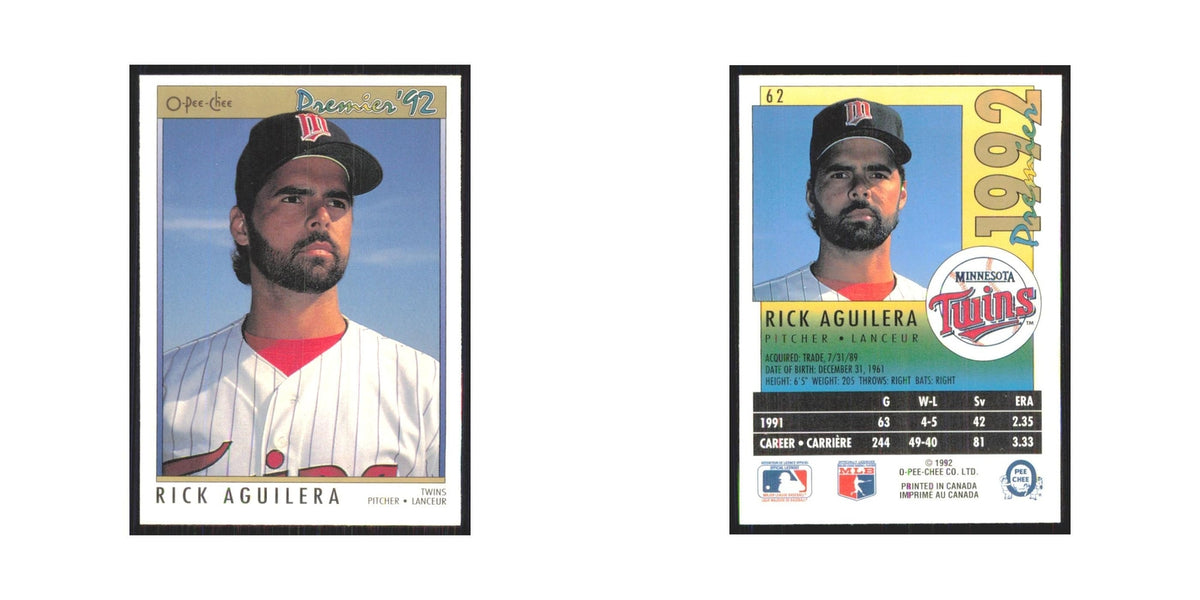 1992 O-Pee-Chee Premier Rick Aguilera Twins #62