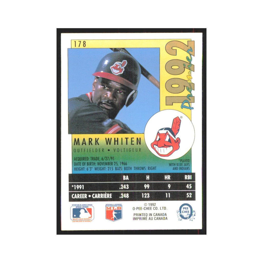1992 O-Pee-Chee Premier Mark Whiten Indians #178