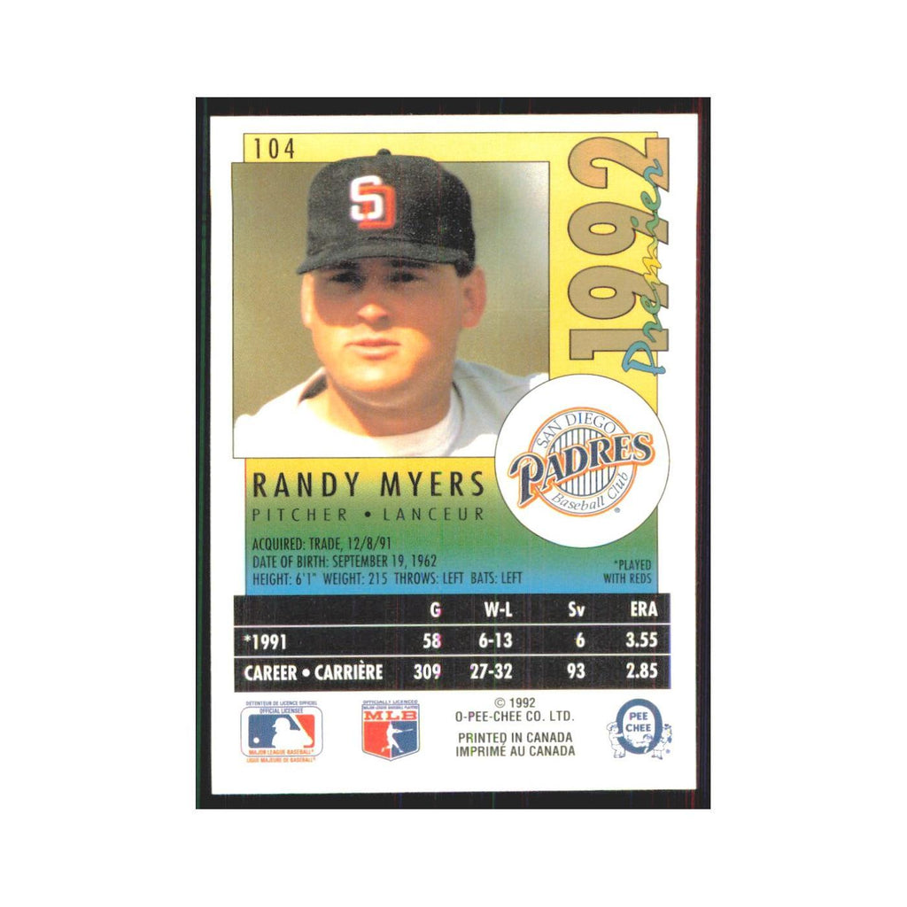1992 O-Pee-Chee Premier Randy Myers Padres #104