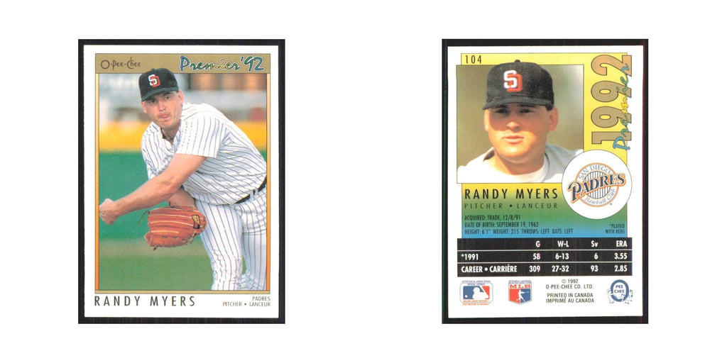 1992 O-Pee-Chee Premier Randy Myers Padres #104