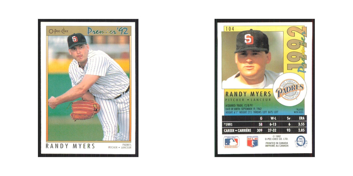 1992 O-Pee-Chee Premier Randy Myers Padres #104