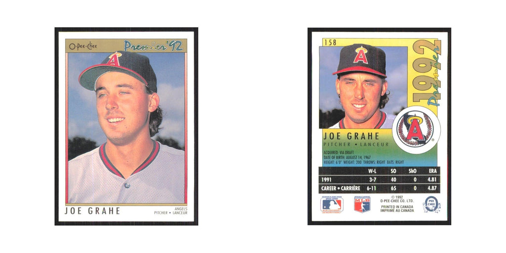 1992 O-Pee-Chee Premier Joe Grahe Angels #158