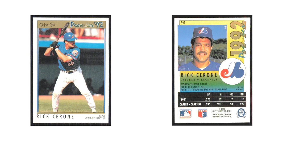 1992 O-Pee-Chee Premier Rick Cerone Montreal Expos #90