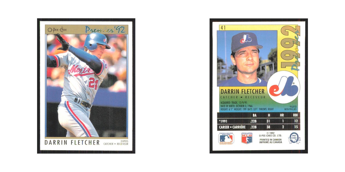 1992 O-Pee-Chee Premier Darrin Fletcher Montreal Expos #41