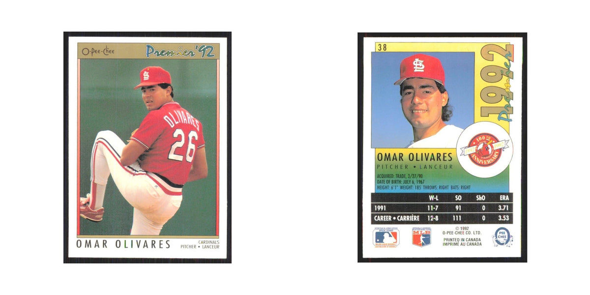 1992 O-Pee-Chee Premier Omar Olivares Cardinals #38