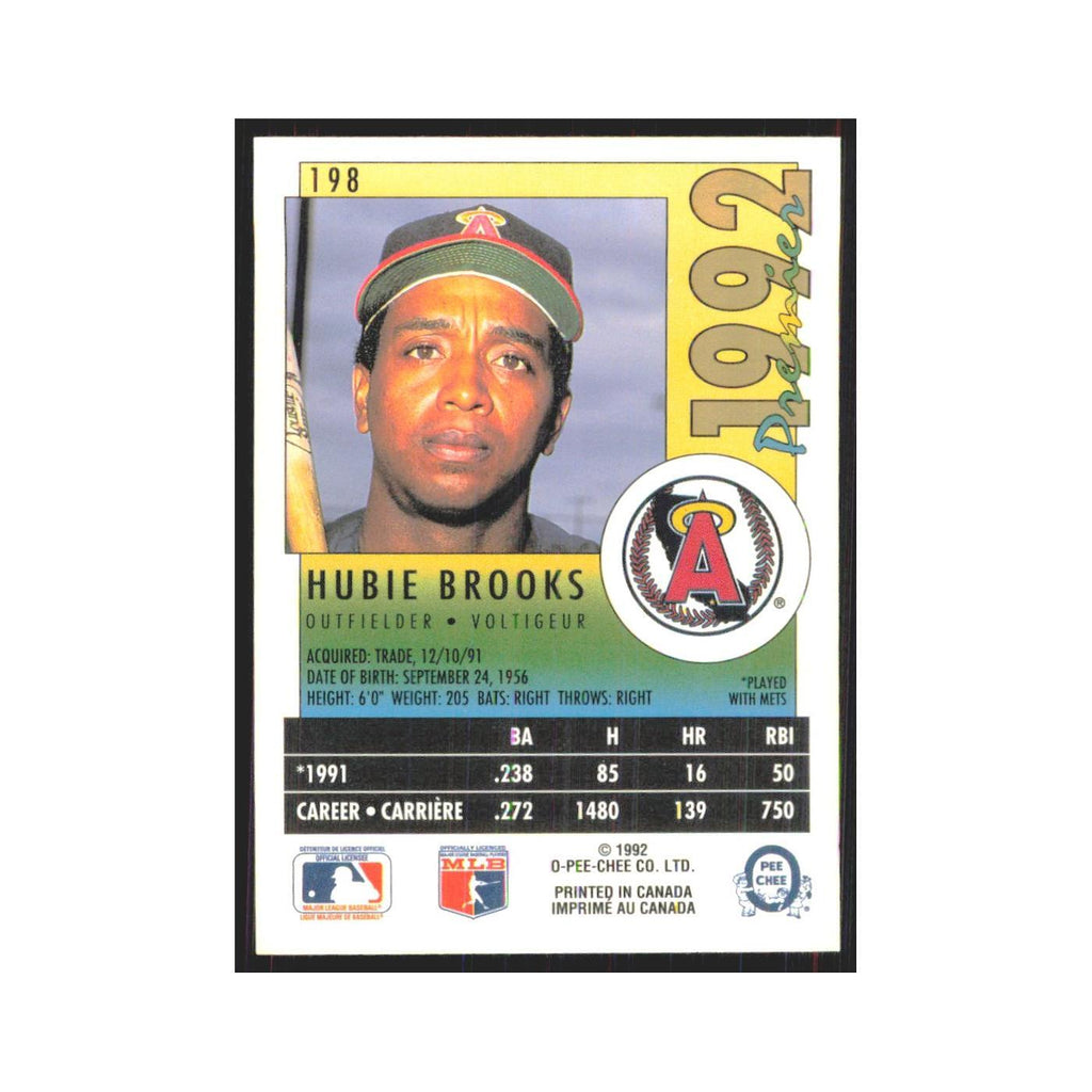 1992 O-Pee-Chee Premier Hubie Brooks Angels #198