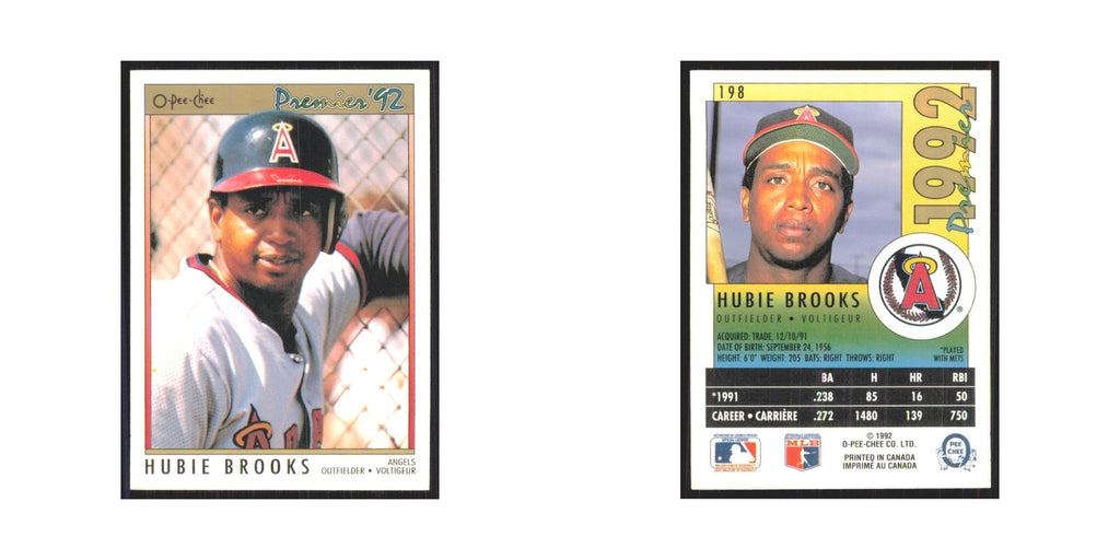 1992 O-Pee-Chee Premier Hubie Brooks Angels #198