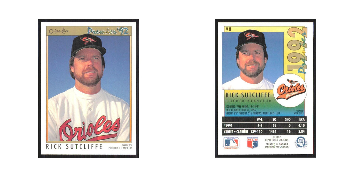 1992 O-Pee-Chee Premier Rick Sutcliffe Orioles #98