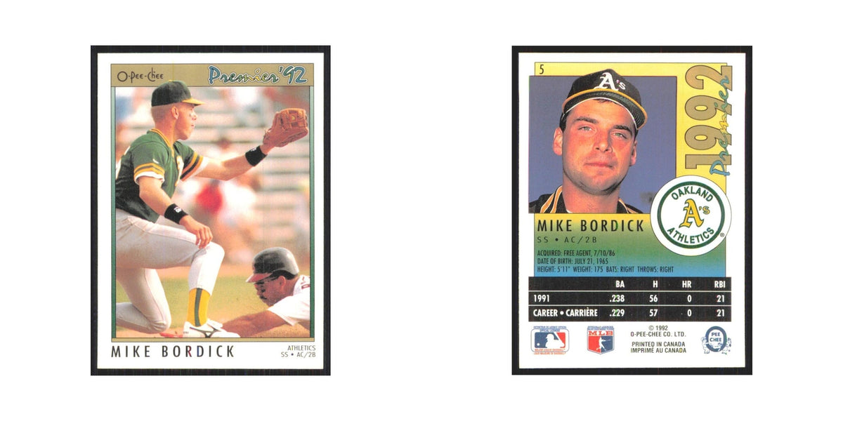 1992 O-Pee-Chee Premier Mike Bordick Athletics #5