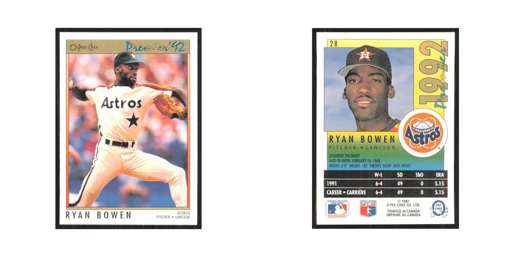 1992 O-Pee-Chee Premier Ryan Bowen Astros #28