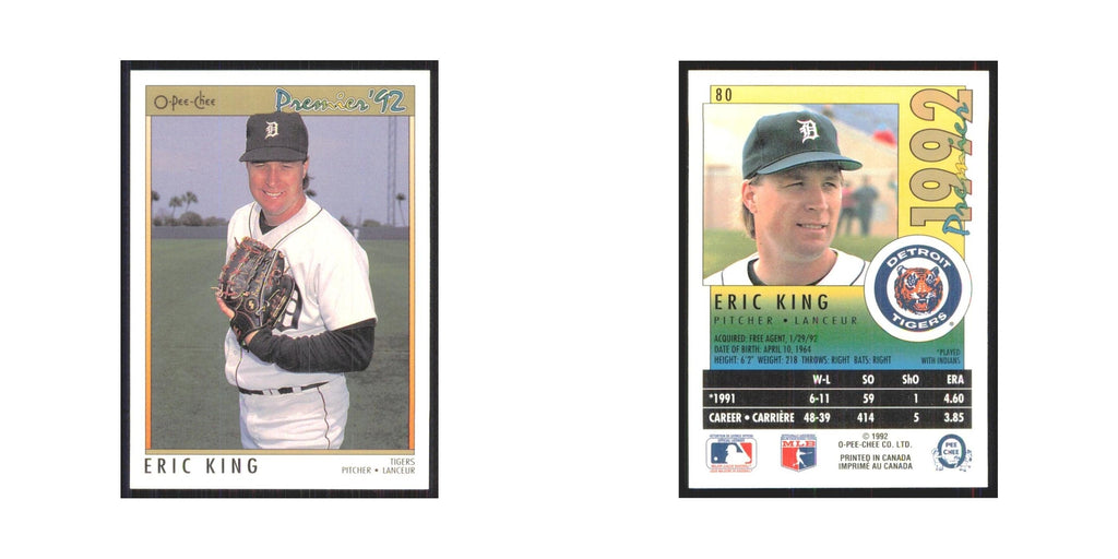 1992 O-Pee-Chee Premier Eric King Tigers #80