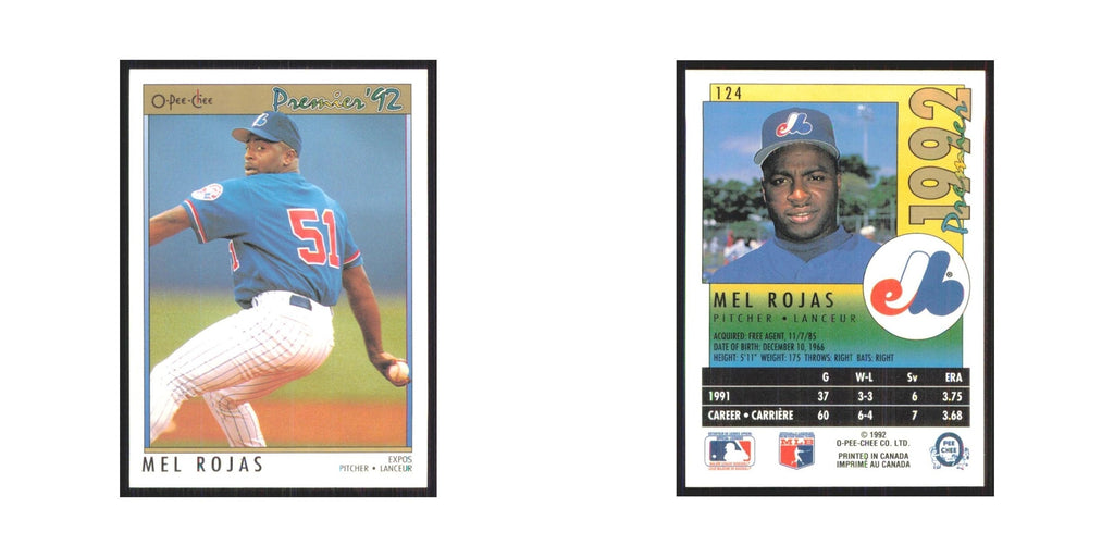 1992 O-Pee-Chee Premier Mel Rojas Montreal Expos #124