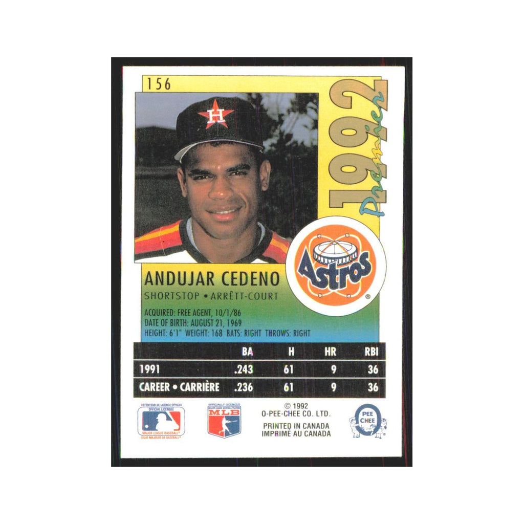 1992 O-Pee-Chee Premier Andujar Cedeno Astros #156