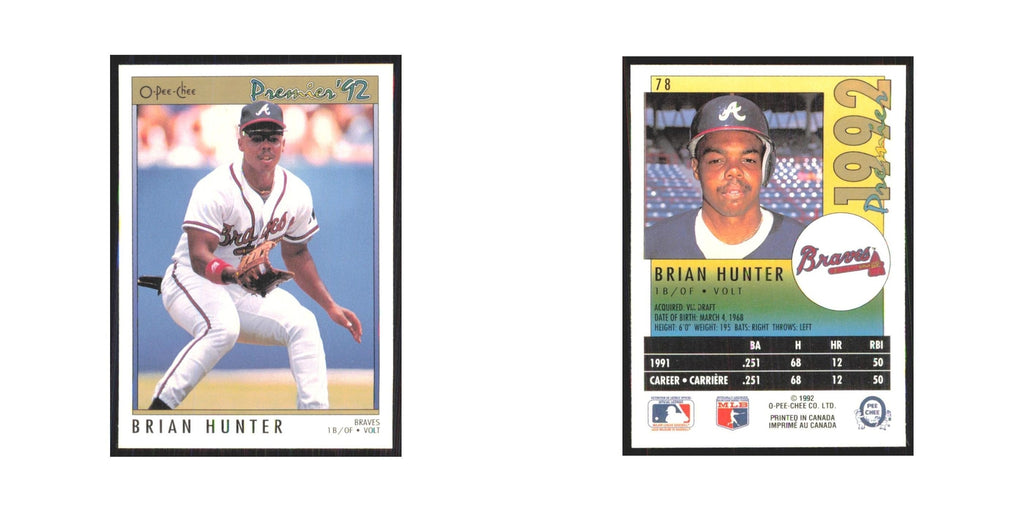 1992 O-Pee-Chee Premier Brian Hunter Braves #78