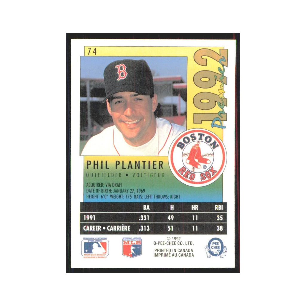 1992 O-Pee-Chee Premier Phil Plantier Red Sox #74