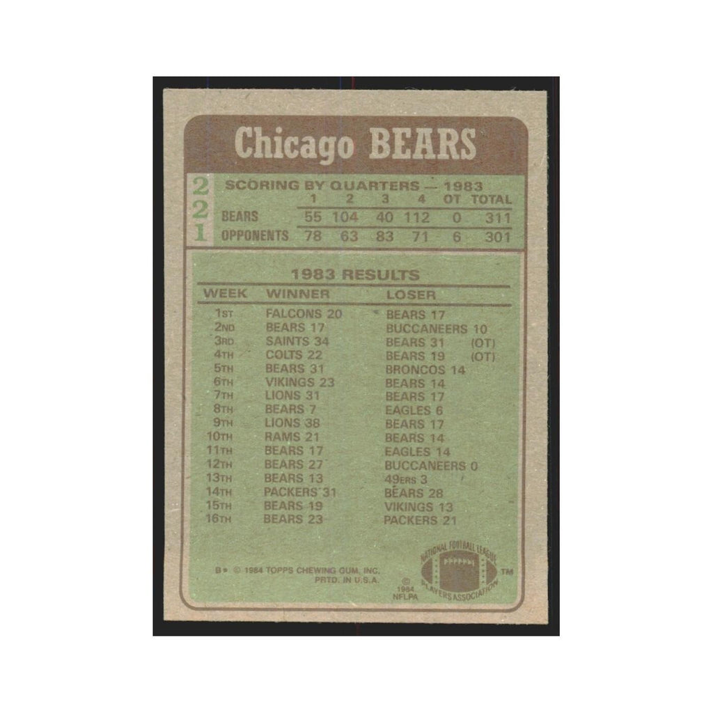 1984 Topps Walter Payton Bears #221