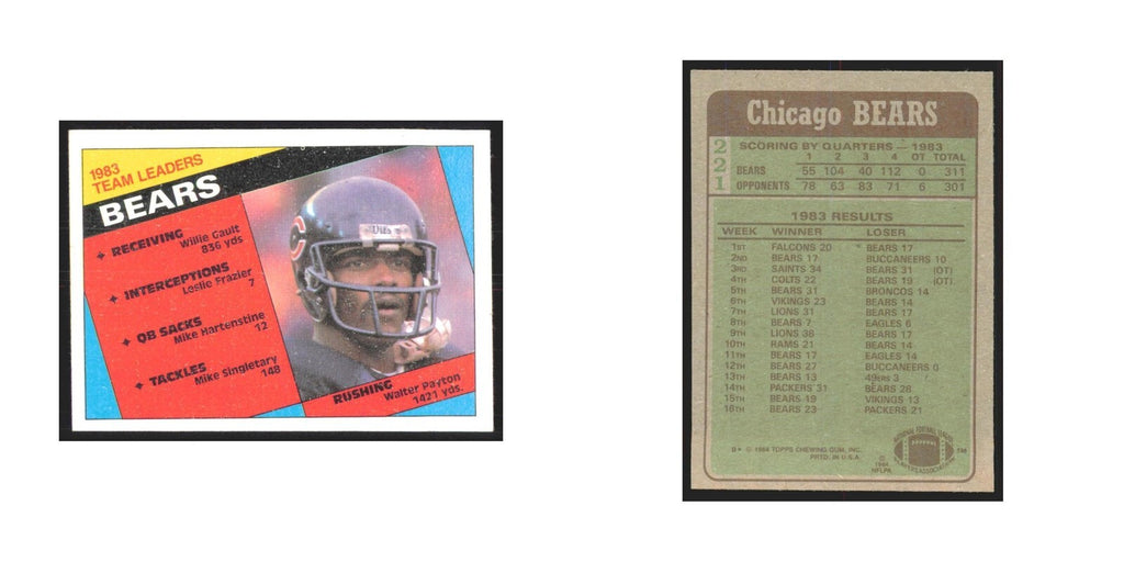 1984 Topps Walter Payton Bears #221