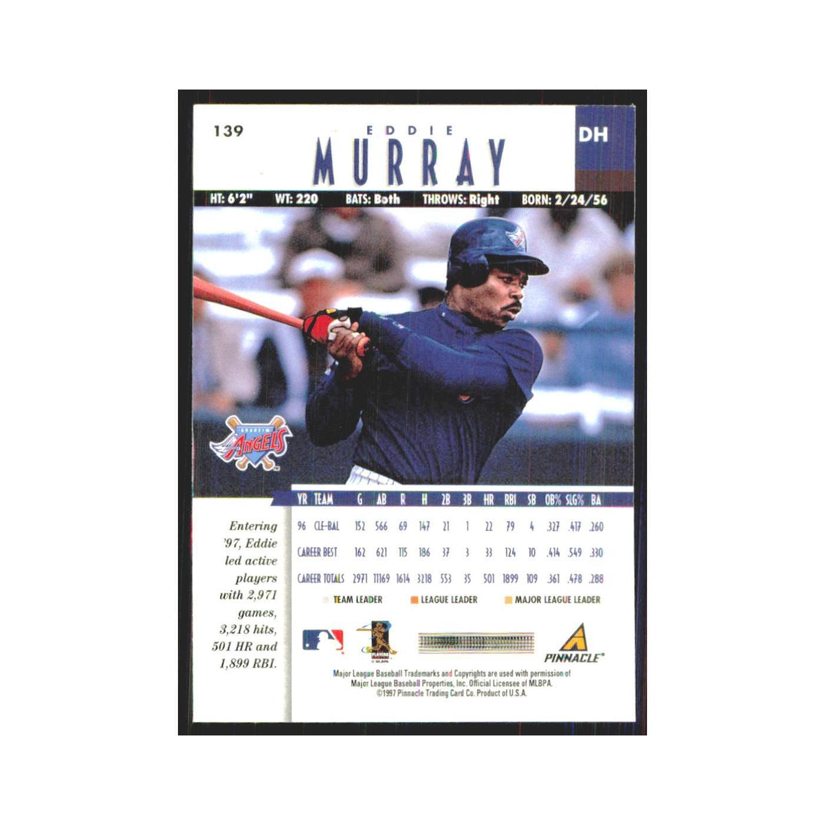 1997 Pinnacle Eddue Murray Angels #139