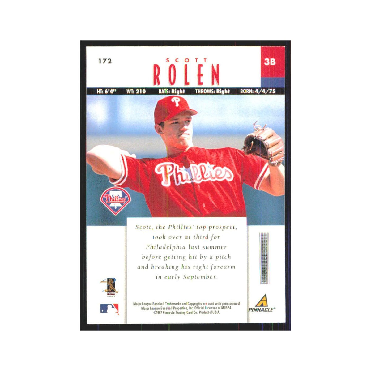 1997 Pinnacle Scott Rolen Phillies #172
