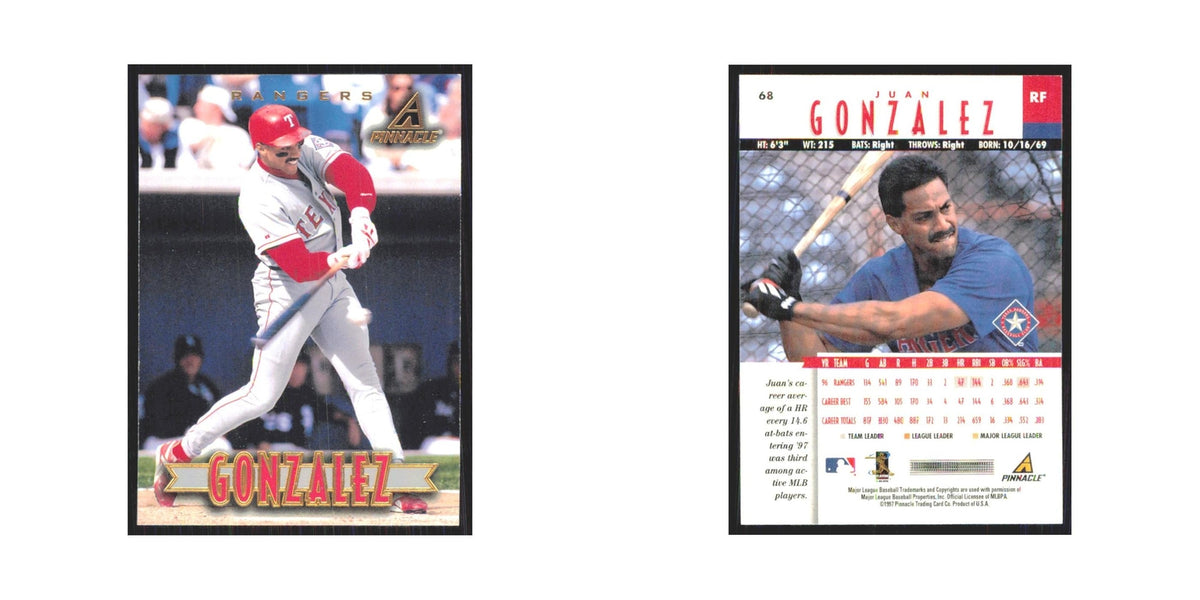 1997 Pinnacle Juan Gonzalez Rangers #68