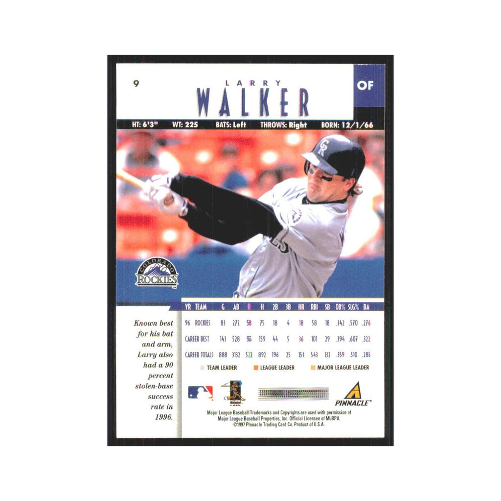 1997 Pinnacle Larry Walker Rockies #9