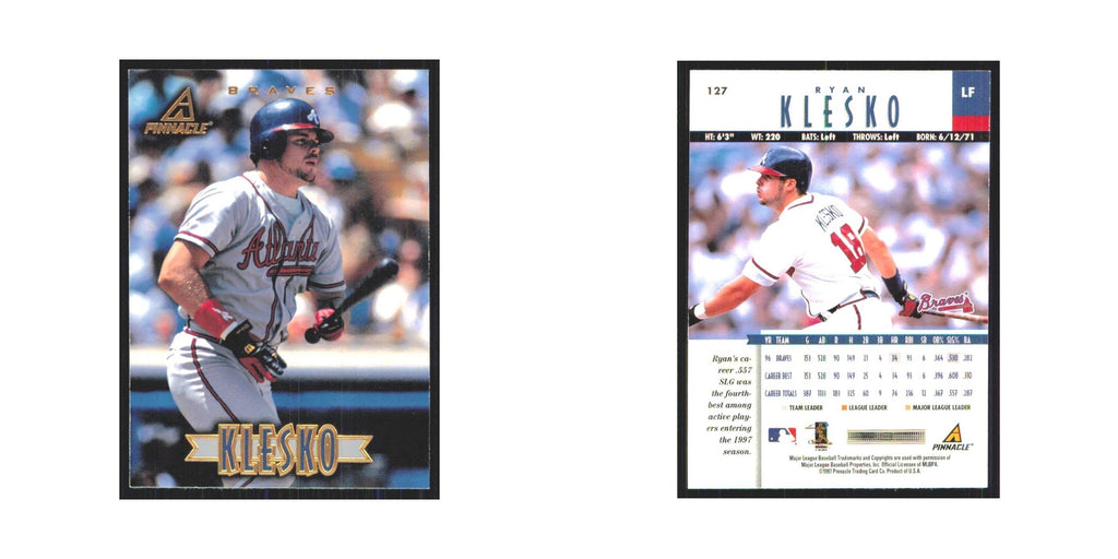 1997 Pinnacle Ryan Klesko Braves #127