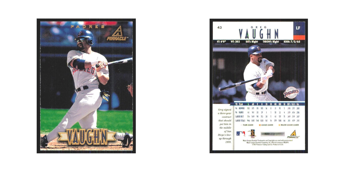 1997 Pinnacle Greg Vaughn Padres #43