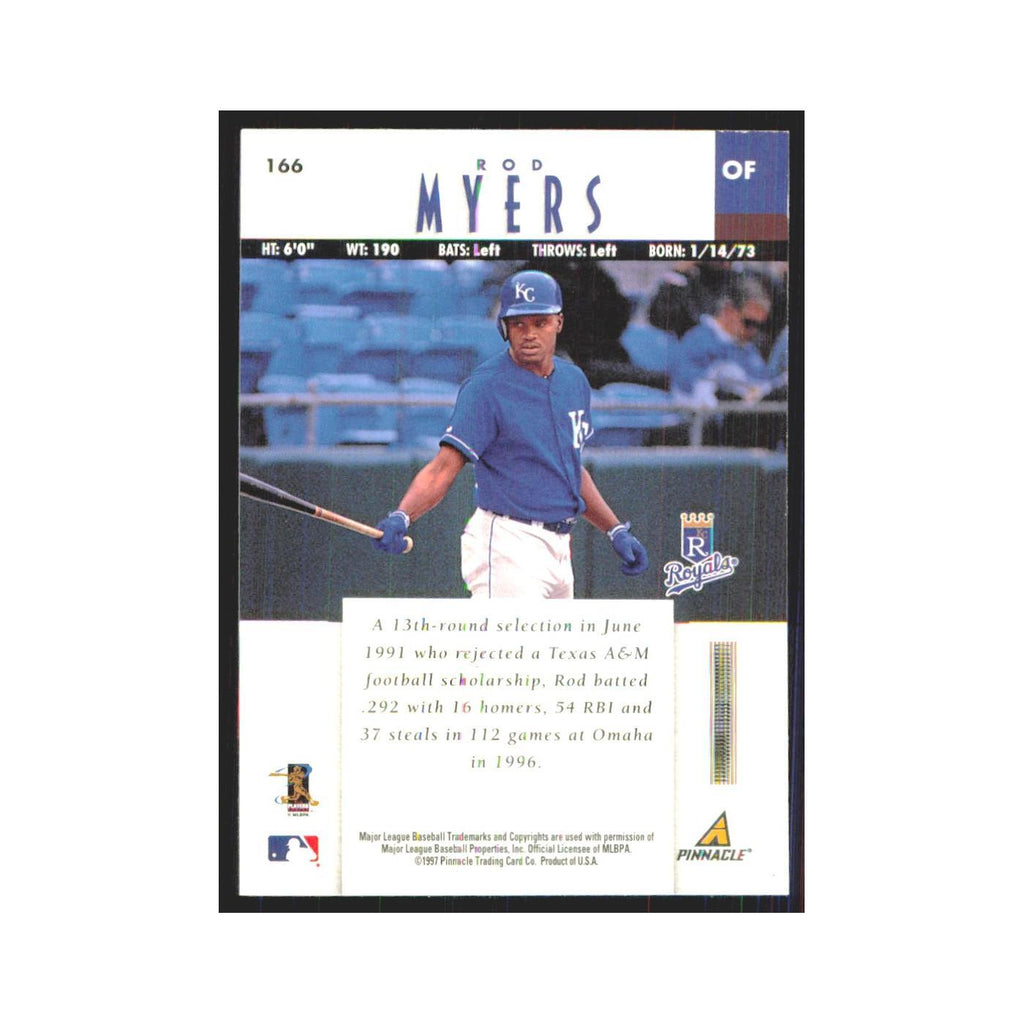 1997 Pinnacle Rod Myers RC Royals #166