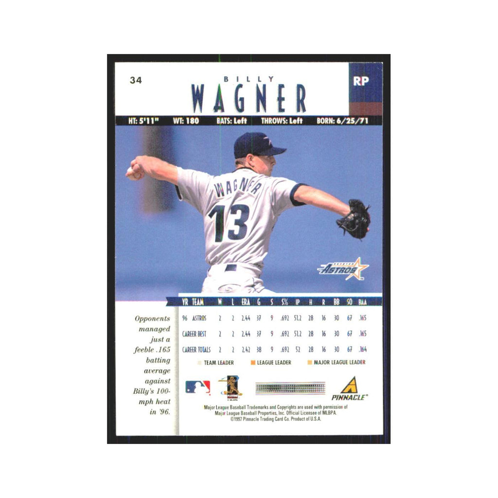 1997 Pinnacle Billy Wagner Astros #34