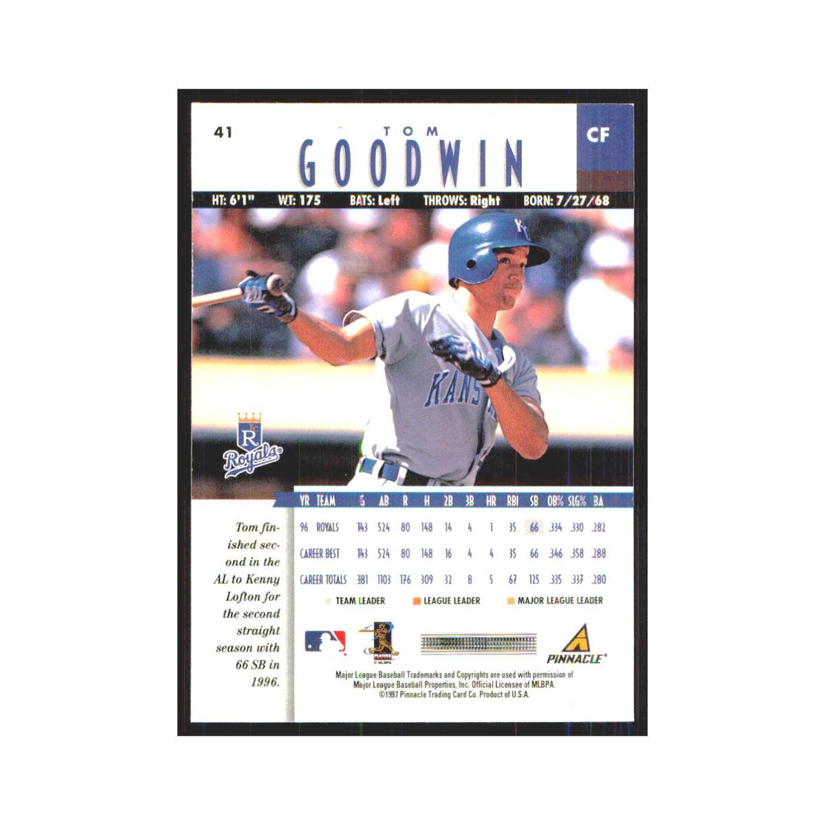 1997 Pinnacle Tom Goodwin Royals #41