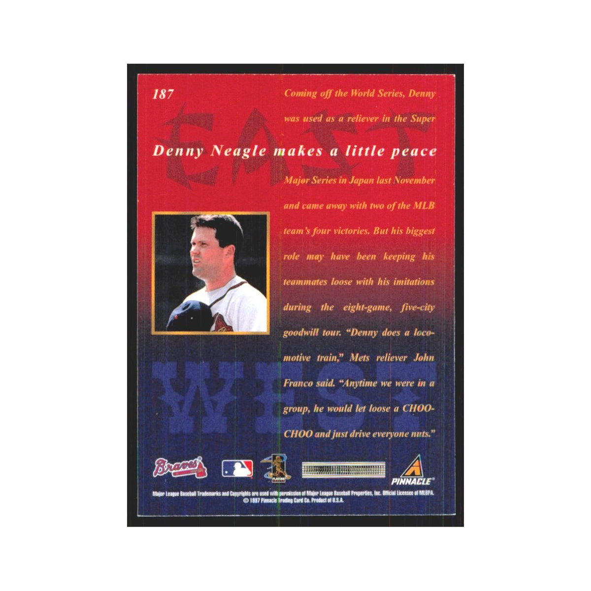 1997 Pinnacle Denny Neagle Braves #187