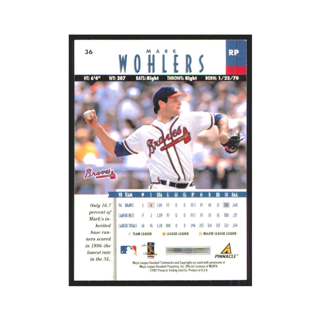 1997 Pinnacle Mark Wohlers Braves #36
