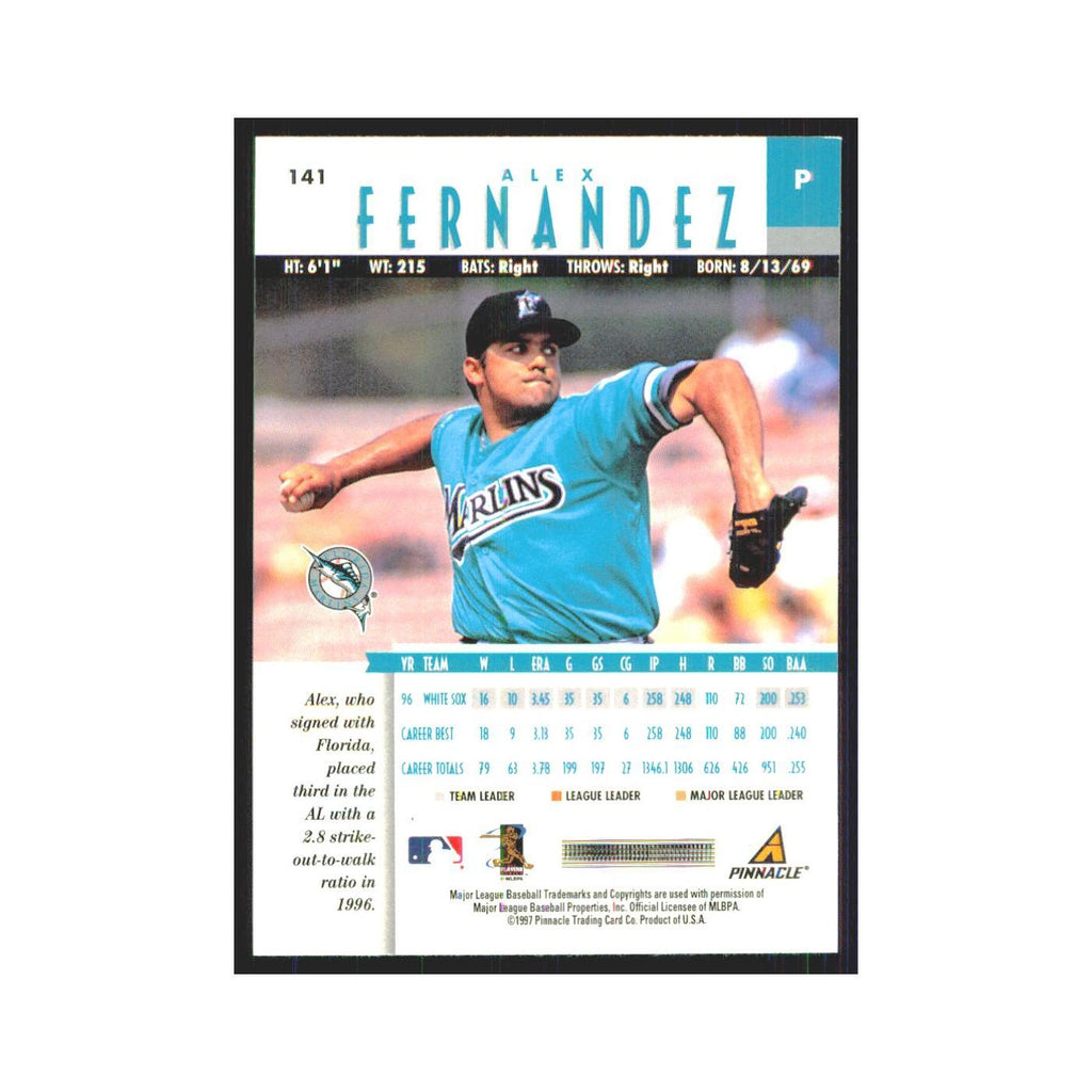 1997 Pinnacle Alex Fernandez Florida Marlins #141