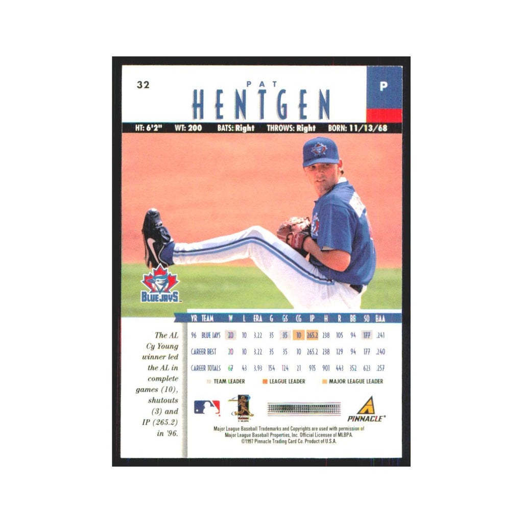 1997 Pinnacle Pat Hentgen Blue Jays #32