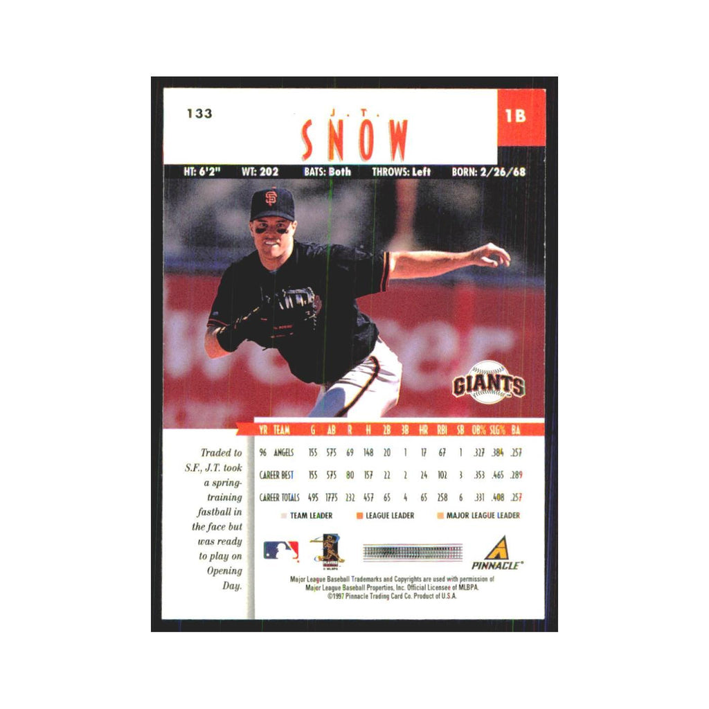 1997 Pinnacle J.T. Snow Giants #133