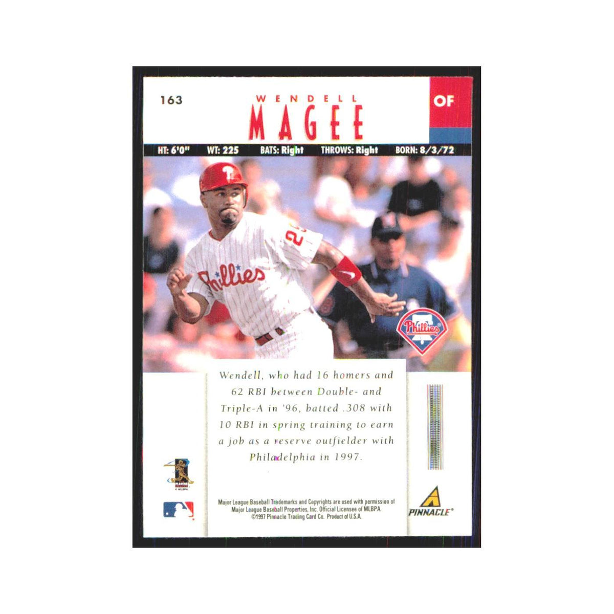 1997 Pinnacle Wendell Magee RC Phillies #163