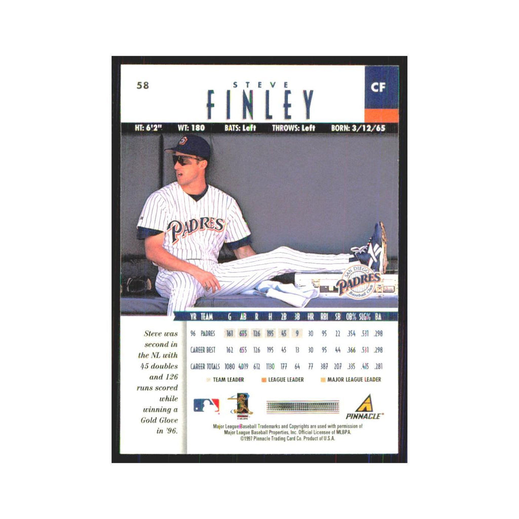 1997 Pinnacle Steve Finley Padres #58