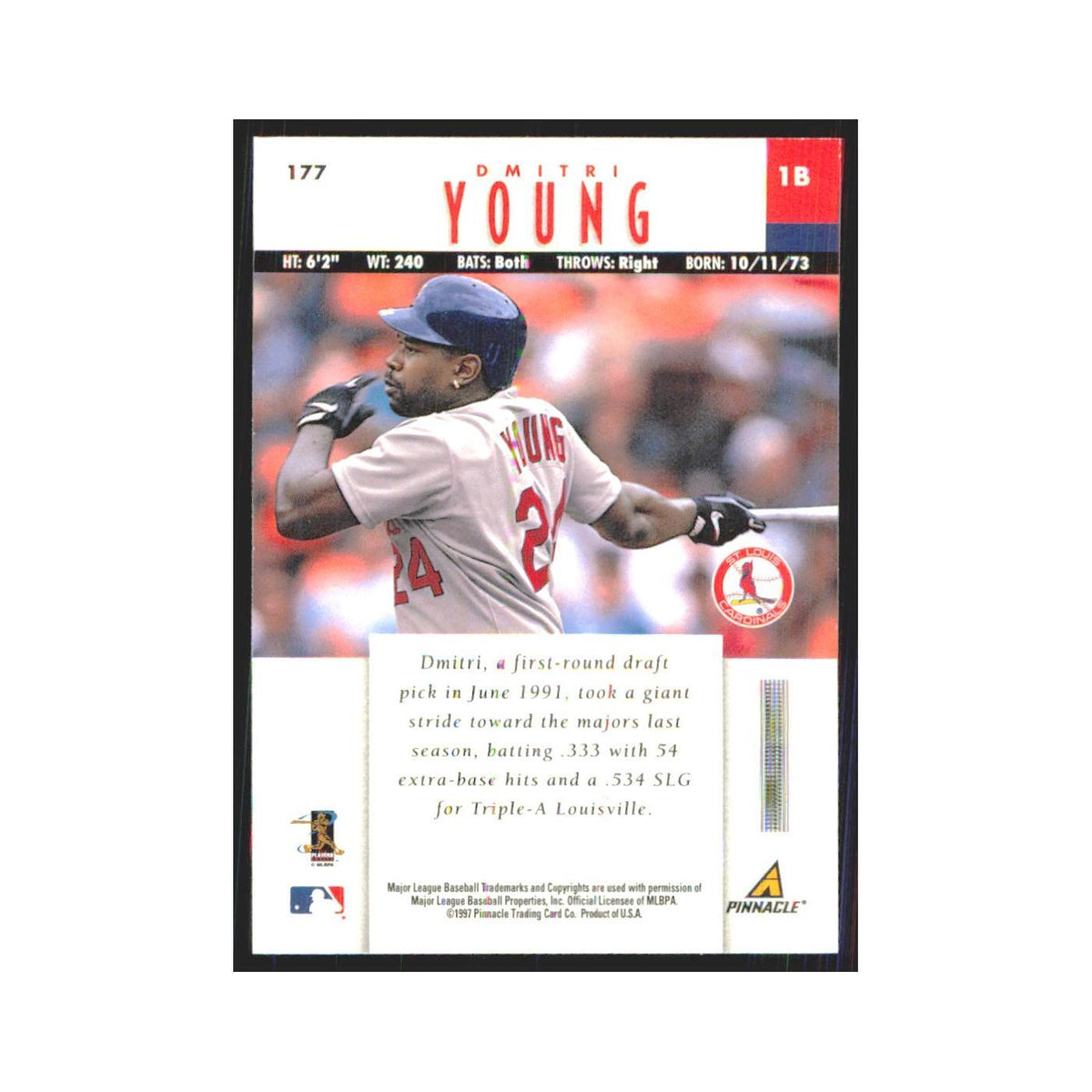 1997 Pinnacle Dmitri Young Cardinals #177