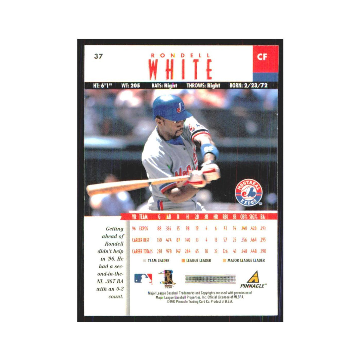 1997 Pinnacle Rondell White Montreal Expos #37