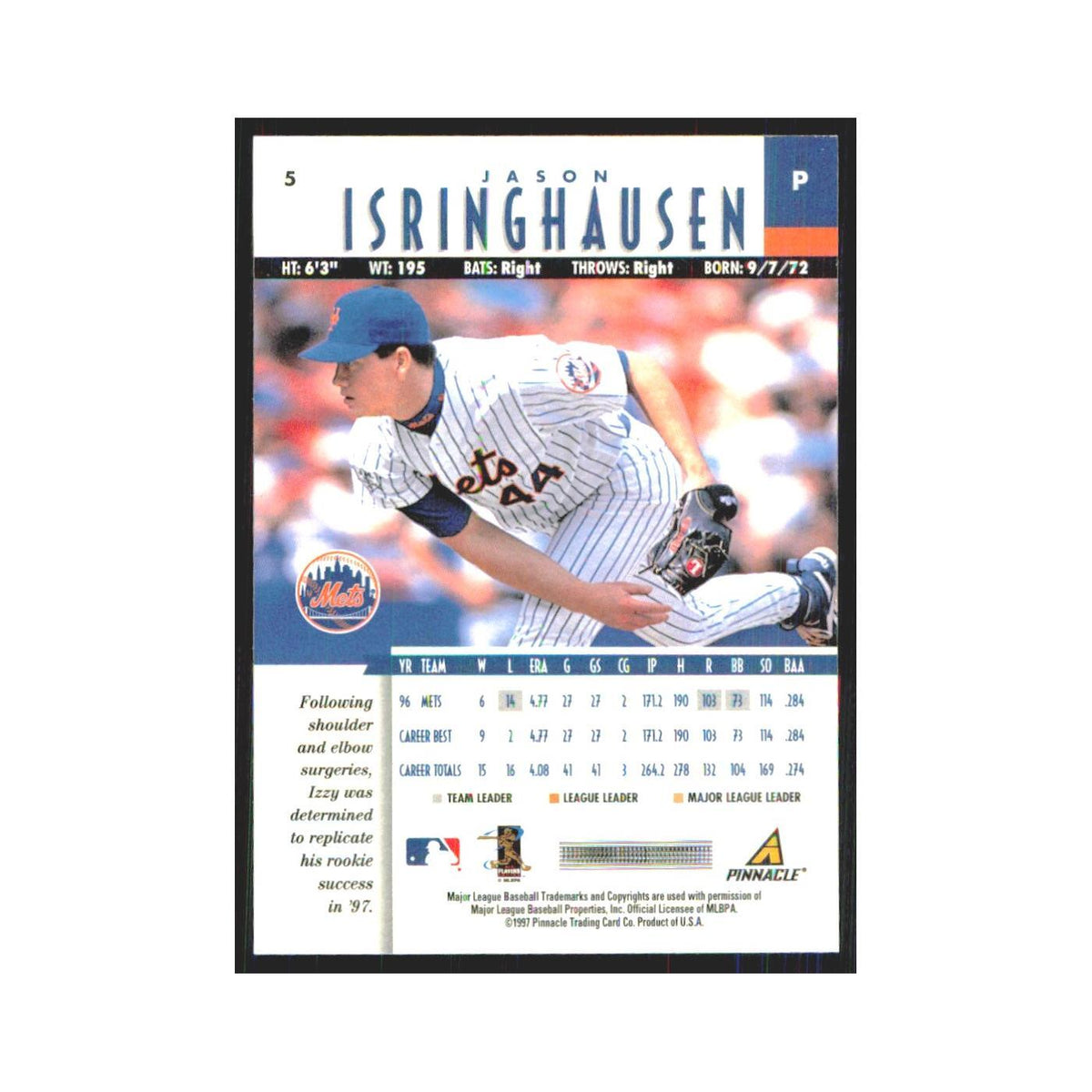 1997 Pinnacle Jason Isringhausen Mets #5