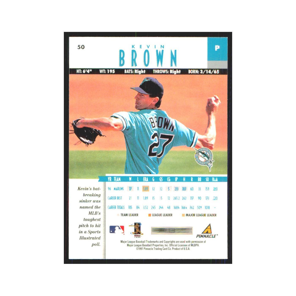 1997 Pinnacle Kevin Brown Florida Marlins #50