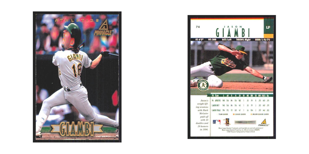 1997 Pinnacle Jason Giambi Athletics #74