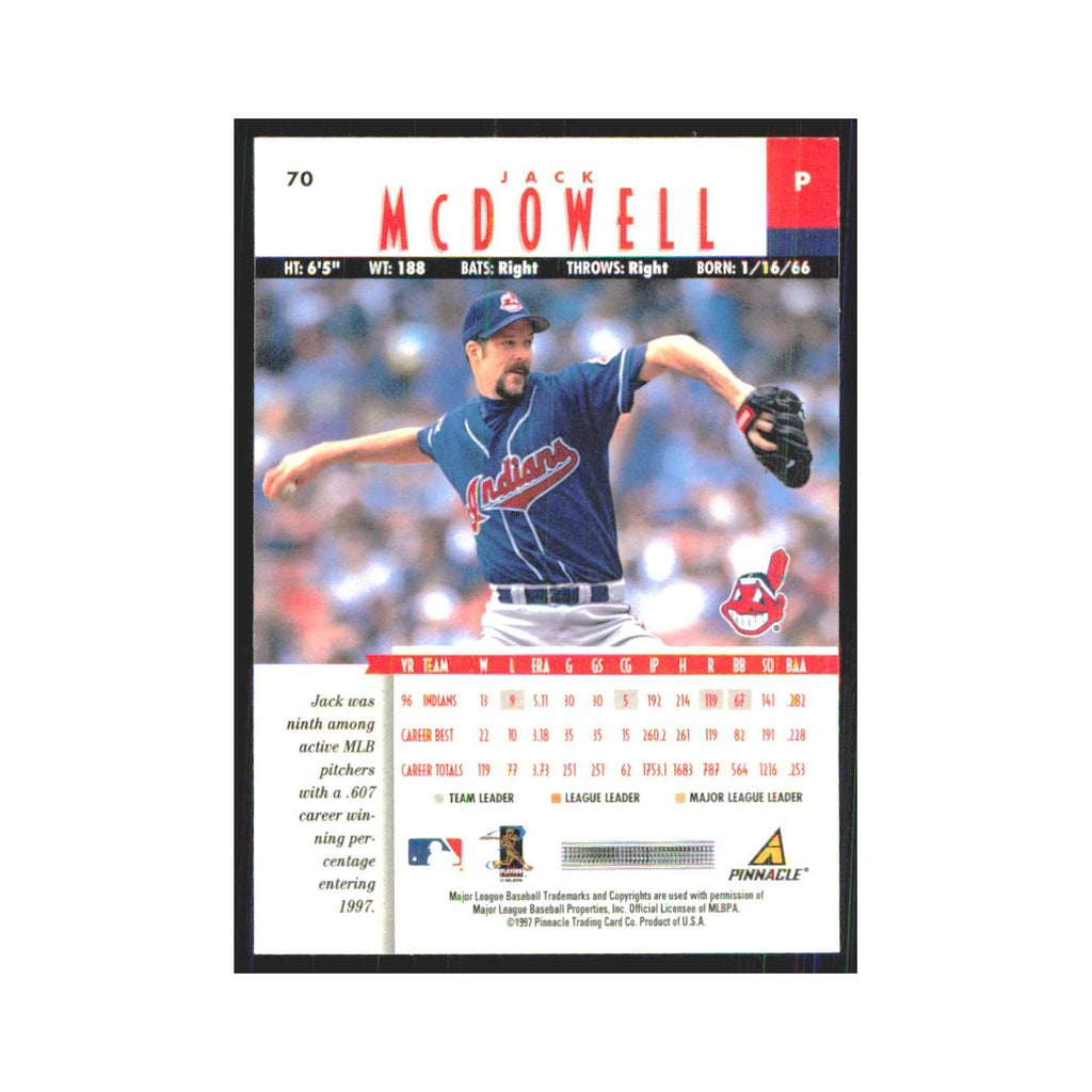 1997 Pinnacle Jack McDowell Indians #70