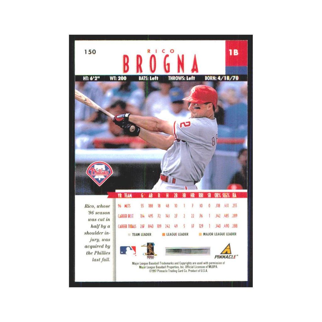 1997 Pinnacle Rico Brogna Phillies #150
