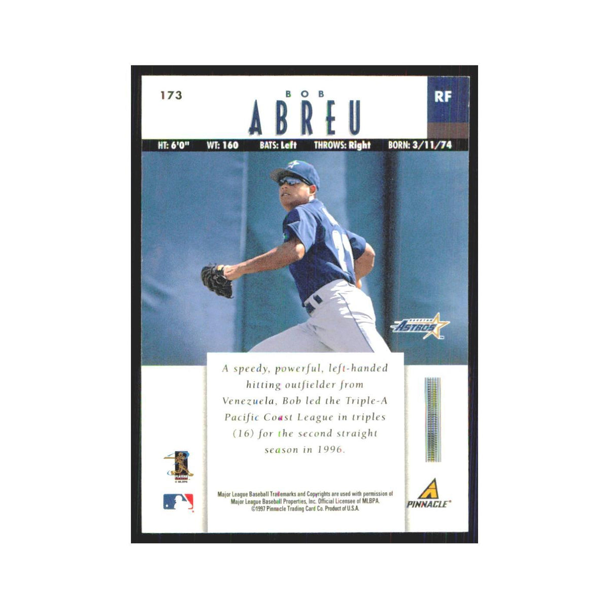 1997 Pinnacle Bobby Abreu RC Astros #173