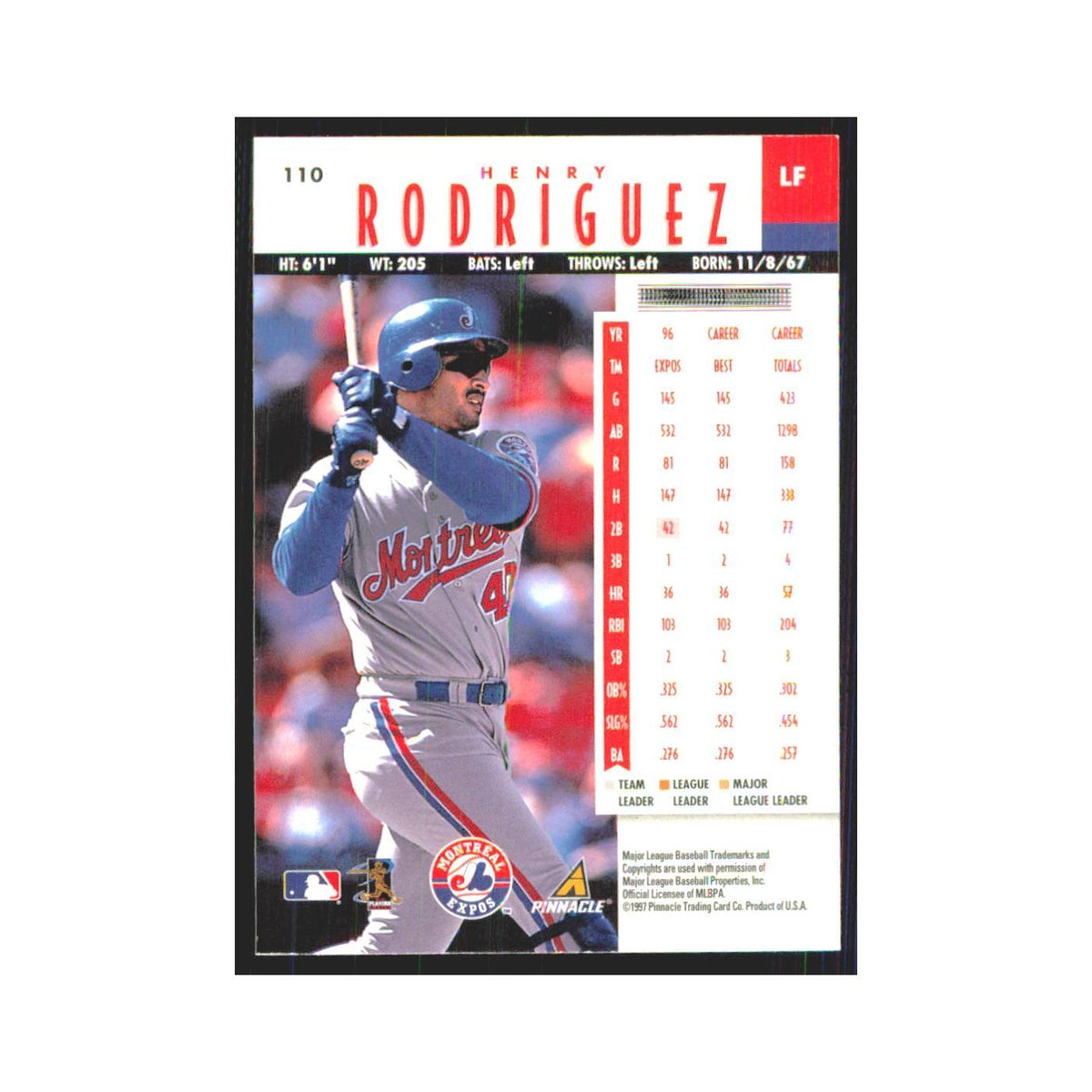 1997 Pinnacle Henry Rodriguez Montreal Expos #110