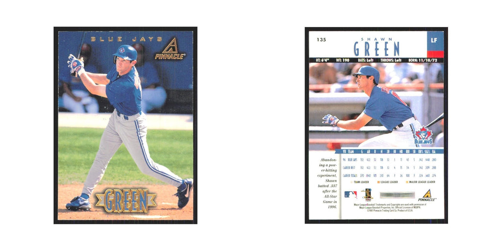 1997 Pinnacle Shawn Green Blue Jays #135